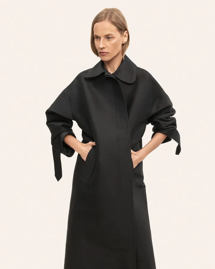 Black cocoon coat